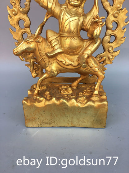 9.0“old Tibet Tibetan Buddhism Bronze Gilt Vajra Dharma Protection Buddha Statue