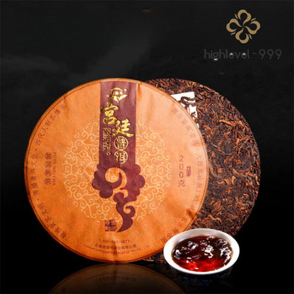 200g Ripe Pu'er Tea Cake 2009 Yunnan Court Grade Golden Bud Aged Tea