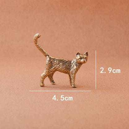 Solid Brass Kitten Cute Copper Cat Retro Copper Cat Tea Pet Animal Ornament