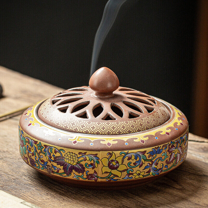Chinese Incense Burner Ceramic Incense Bowl Indoor Buddhist Home Decor Tearoom