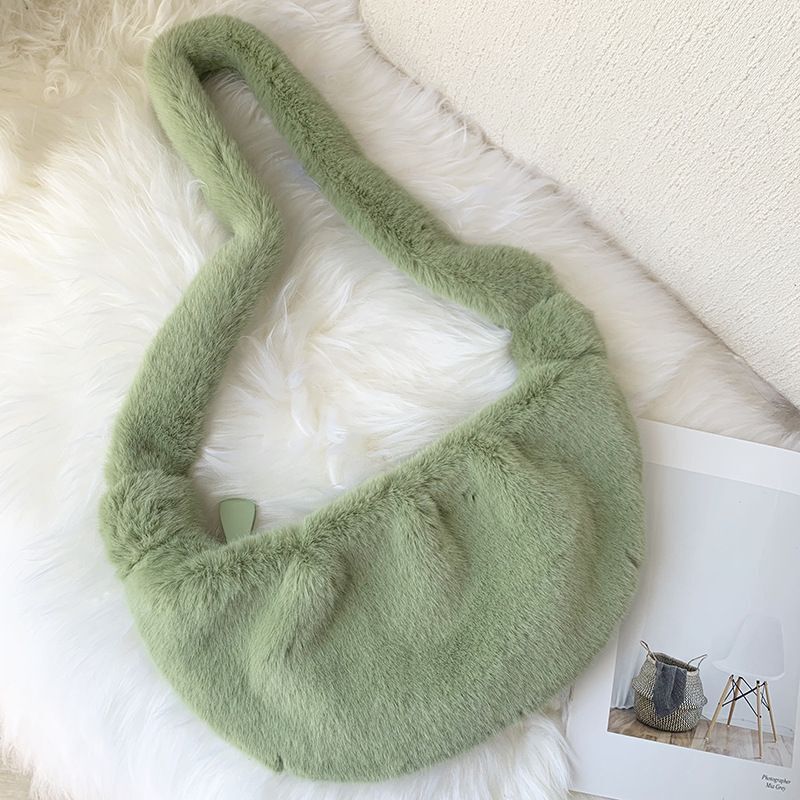 Soft Plush Hobos Crossbody Bag Shoulder Faux Fur Messenger Bag Large Tote Purses