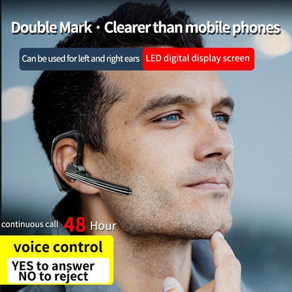 Wireless Bluetooth 5.2 Earpiece Noise Cancelling Trucker Headset Dual Mic Earbud