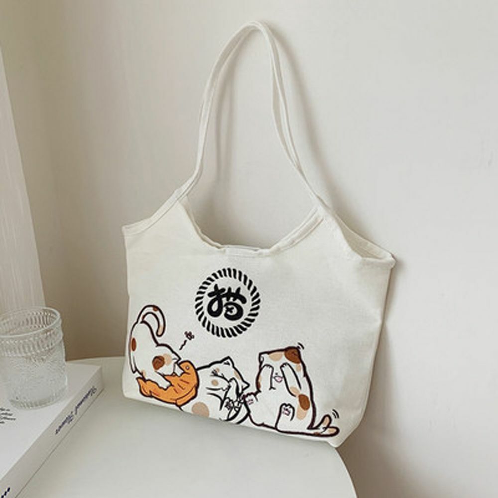 Daily Outdoor Travel Cartoon Tote Bag Underarm Bags Canvas Handbag Shoulder Bag