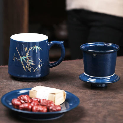 450ml Tea Water Separation Tea Cup Filter Cup Office Household Ceramic Water Mug