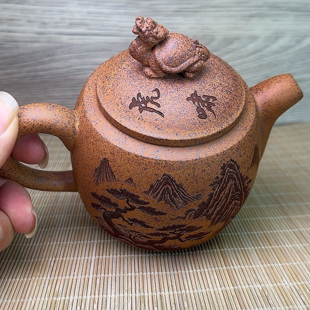 Yixing Zisha Tiger Teapot 300ml Old Duan Ni Wood Fired Chinese Clay Tea Pot