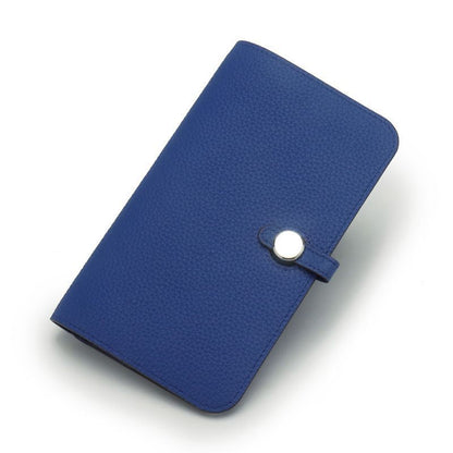 Genuine Leather Passport Cover Unisex Organizer Wallet Long Purse Hasp Money Bag