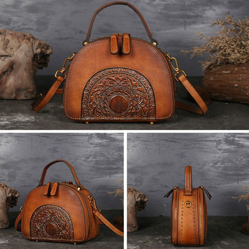 Handbag Genuine Leather Shoulder Bag First Layer Cowhide Diagonal Bags Polyester