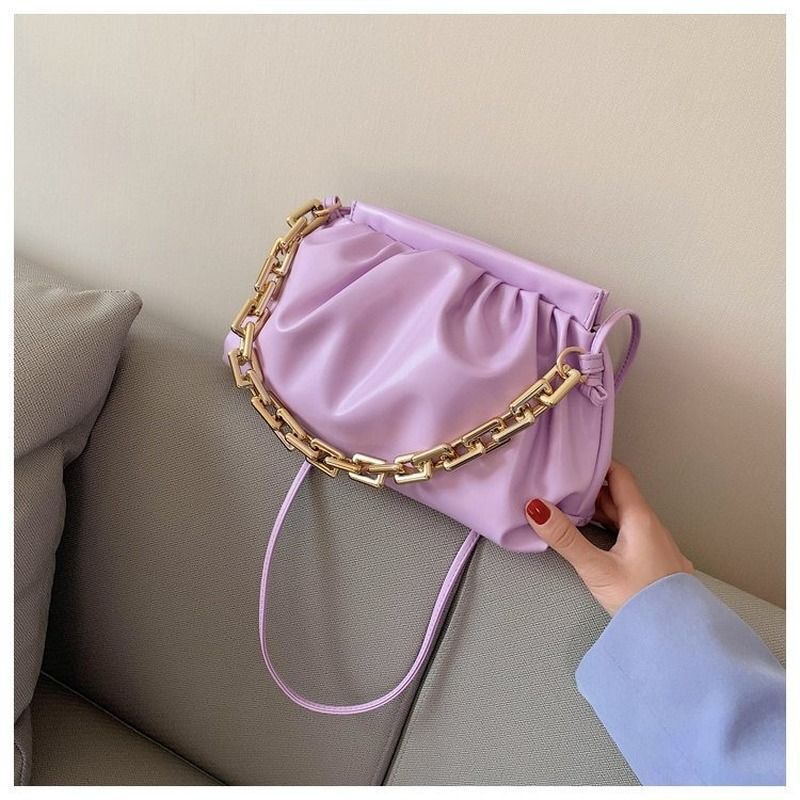 Shoulder Bags Synthetic Leather Pleated Cloud Bag Crossbody Purse 17*20/28*8 CM