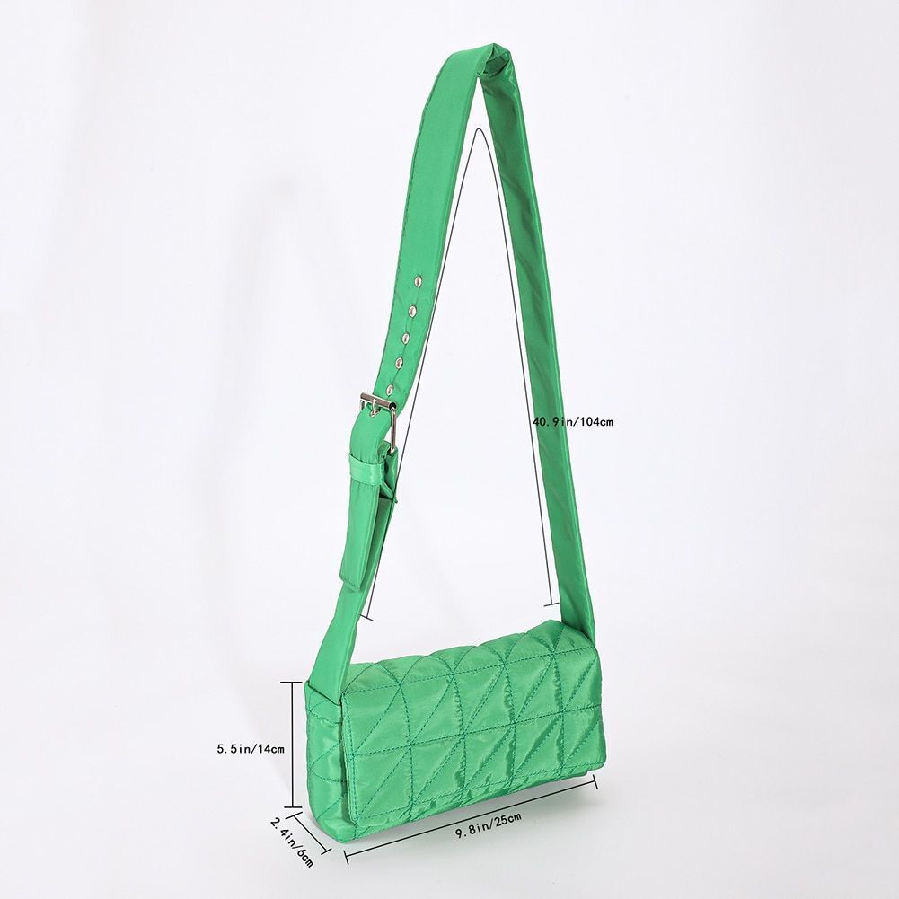 Lattice Pattern Shoulder Bag Cotton Handbag Large Capacity Purse Feather Padded