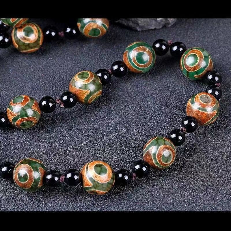 Authentic Tibetan 12 Eye Dzi Bead Pendant Necklace Natural Mineral Agate