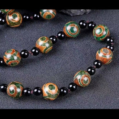 Authentic Tibetan 12 Eye Dzi Bead Pendant Necklace Natural Mineral Agate