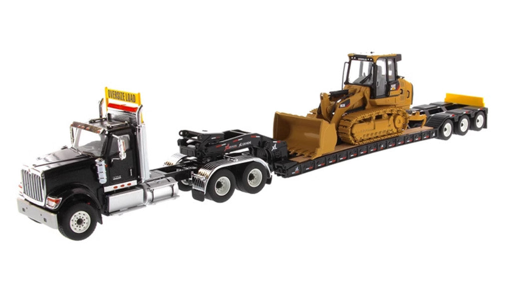 1:50 DM HX520 Tandem Day Cab Tractor XL120 Trailer &CAT963K Dozer Diecast Model
