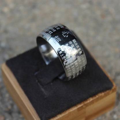 Buddhism Solomon Heart Sutra Buddha Ring Wicca Spell Wide Rings for Women Men