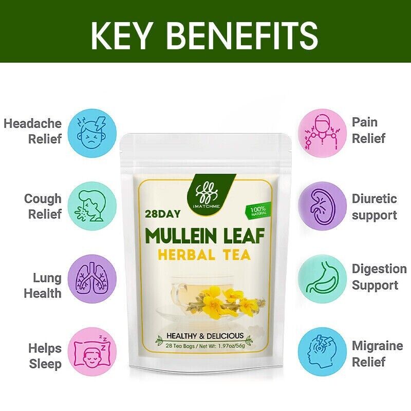 100% Natural Mullein Leaf Herbal Tea For Lung Cleansing Relief Cough Metabolism