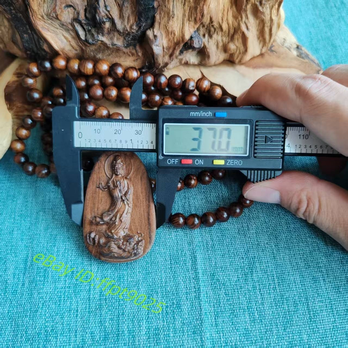 108 Natural Wood Prayer Beads Necklace Guanyin Carving Pendant Blessing Jewelry