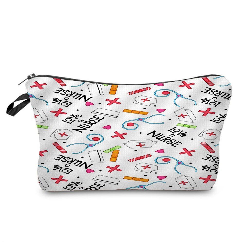 Nurse Pattern Cosmetics Bags Printed Makeup Purse Fashion Toiletry Storage Bags