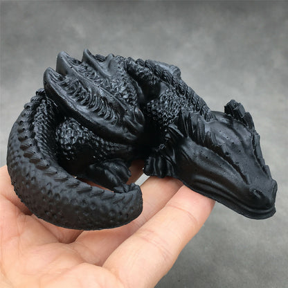 1 Piece Black Resin Dragon Hand Carved Dragon Crystal Reiki Healing