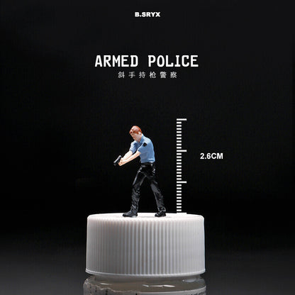 1/64 Figure Model City Road Police Arrest Thief Scene Display Doll Model