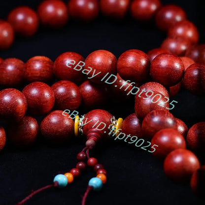 20mm*59 Natural Red Pear Wood Beads Necklace Meditation Buddha Prayer Beads