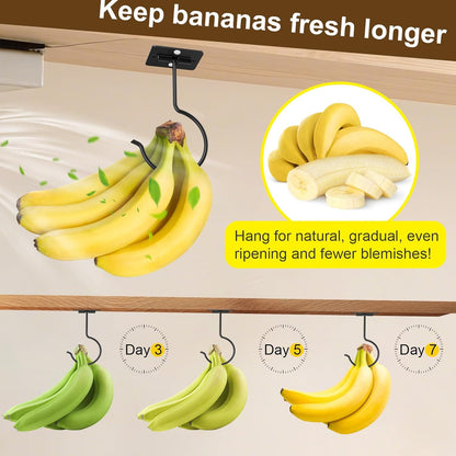 2 Packs under Cabinet Banana Hooks, Foldable Magnetic Banana Holder with Strong