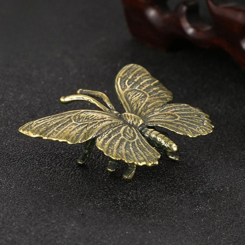 Solid Pure Brass Butterfly Figurines Miniatures Desktop Ornament Insect Statue