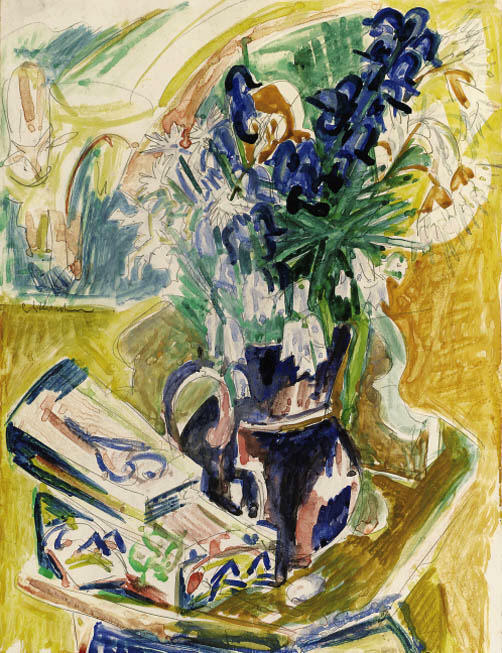 Oil painting Ernst-Ludwig-Kirchner-Still-Life-with-Vase-of-Flowers impression