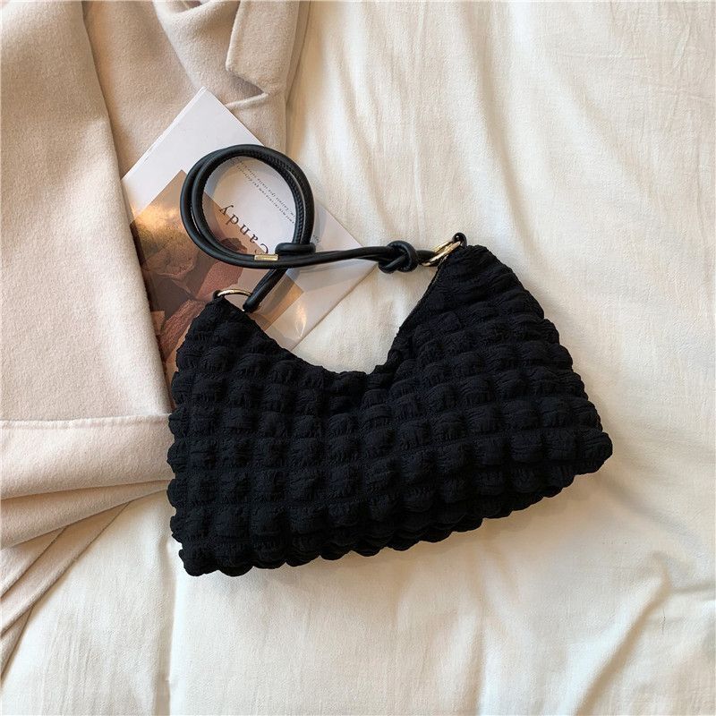 Cute Handbag Canvas Underarm Cloud Shape Shoulder Purse 34*22*10 Cm Whithe/black