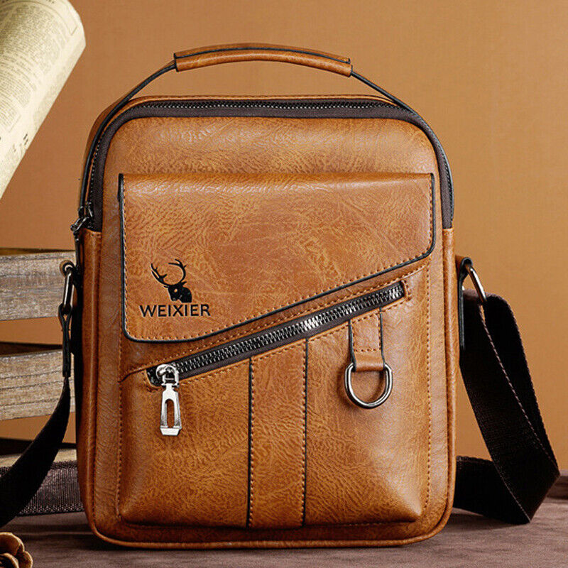 Men's Business pu Leather Shoulder/Messenger Bag 8" Handbag Outdoor Sport Bag