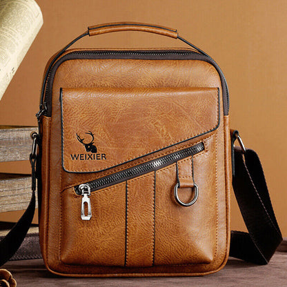 Men's Business pu Leather Shoulder/Messenger Bag 8" Handbag Outdoor Sport Bag