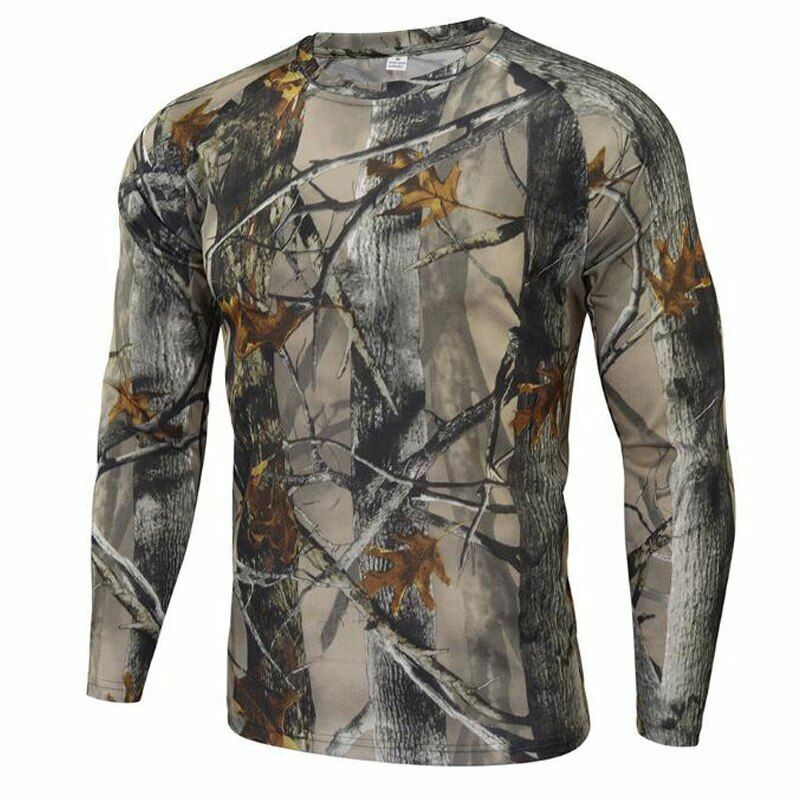 Tactical Camouflage T-Shirt Breathable Long Sleeve Outdoor Sport Hunting Camping