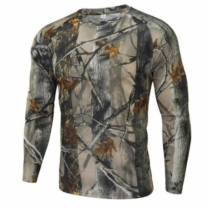 Tactical Camouflage T-Shirt Breathable Long Sleeve Outdoor Sport Hunting Camping