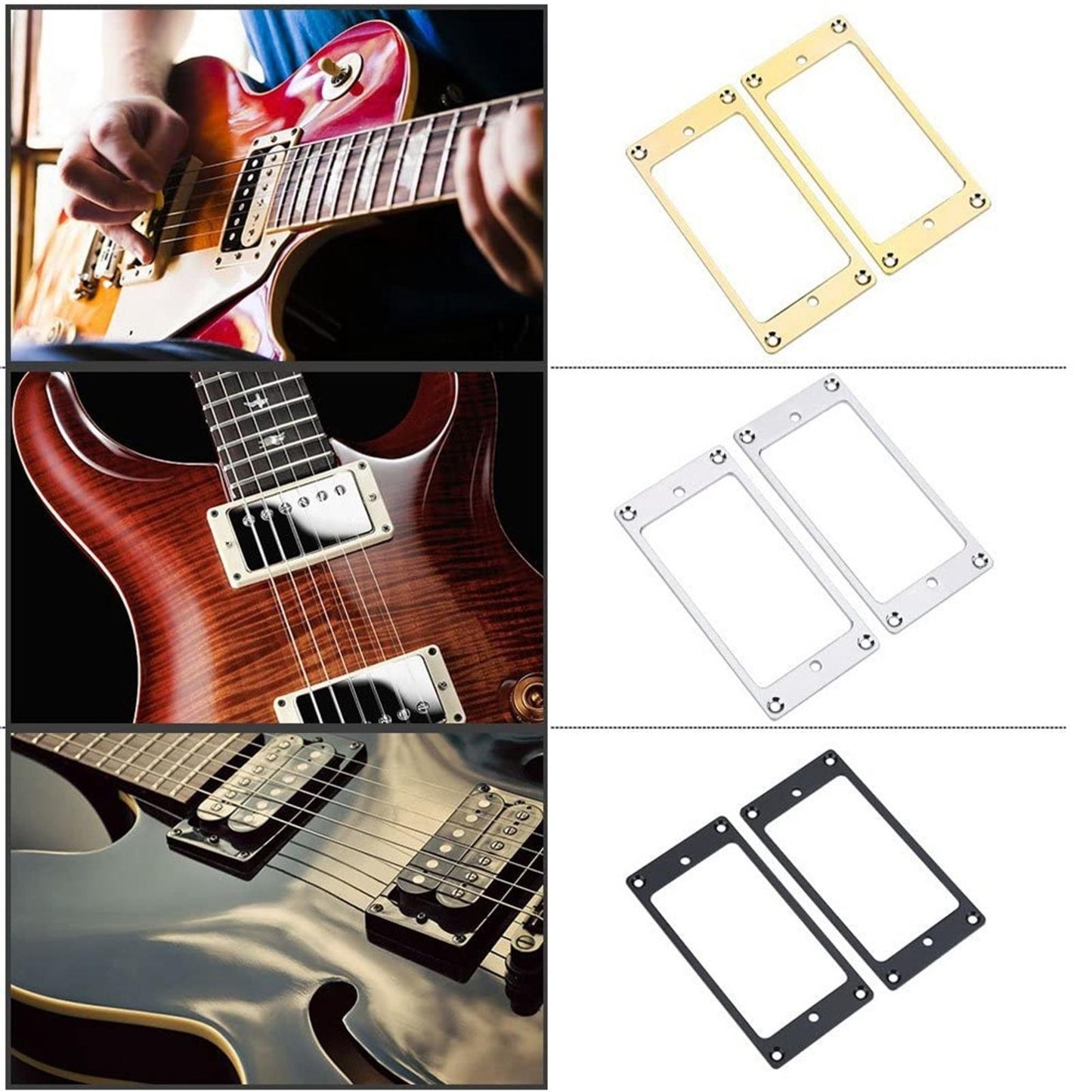 2 Pcs Iron Humbucker Pickup Mounting Ring With Srcews For Les Paul LP Parts