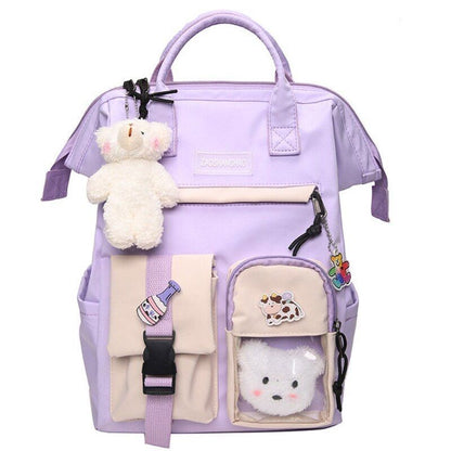 Purple Backpack Waterproof Fancy High School Bag Cute Travel Rucksack 26*18*38CM