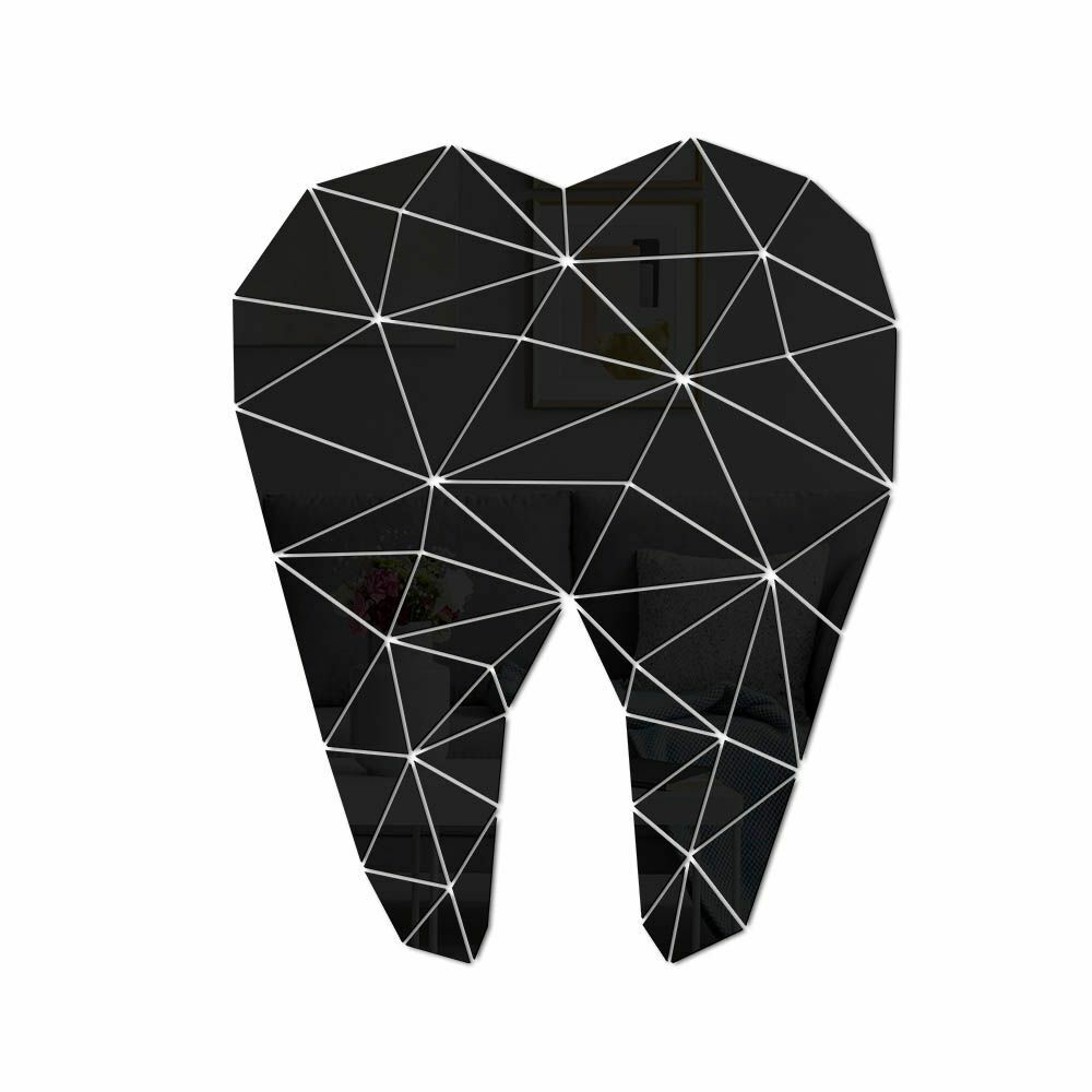 Dental Care Tooth Shaped Acrylic Mirrored Wall Stickers Dentist Clinic Art Decor