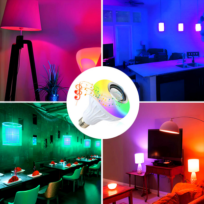Bluetooth Bombilla Audio Altavoz Luces Lampara RGB Cambia De Color Con Remoto