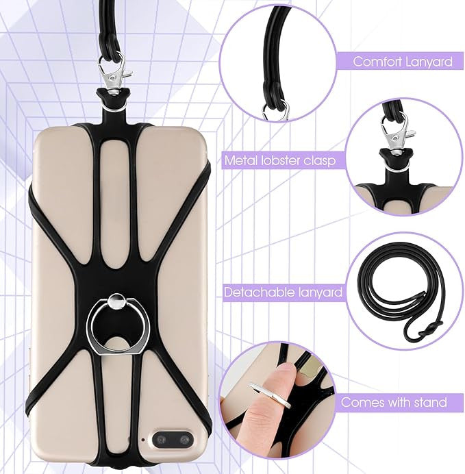 Cell Phone Strap Lanyard Case Sling Necklace Cord Holder Silicone W/ Ring Lot