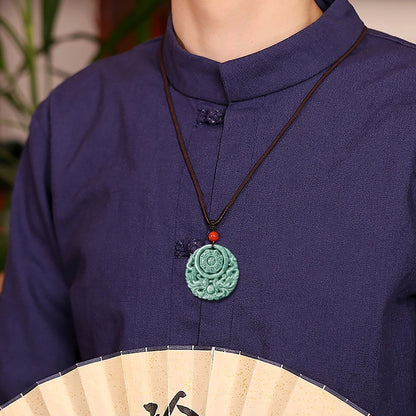 China Natural Grade A Jade Jadeite Dragon Tai Chi Amulet Blessing Pendant Gift