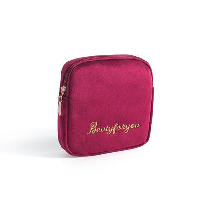 Cosmetic Bag Soft Velvet Make Up Storage Toiletry Package Travel Organizer Pouch