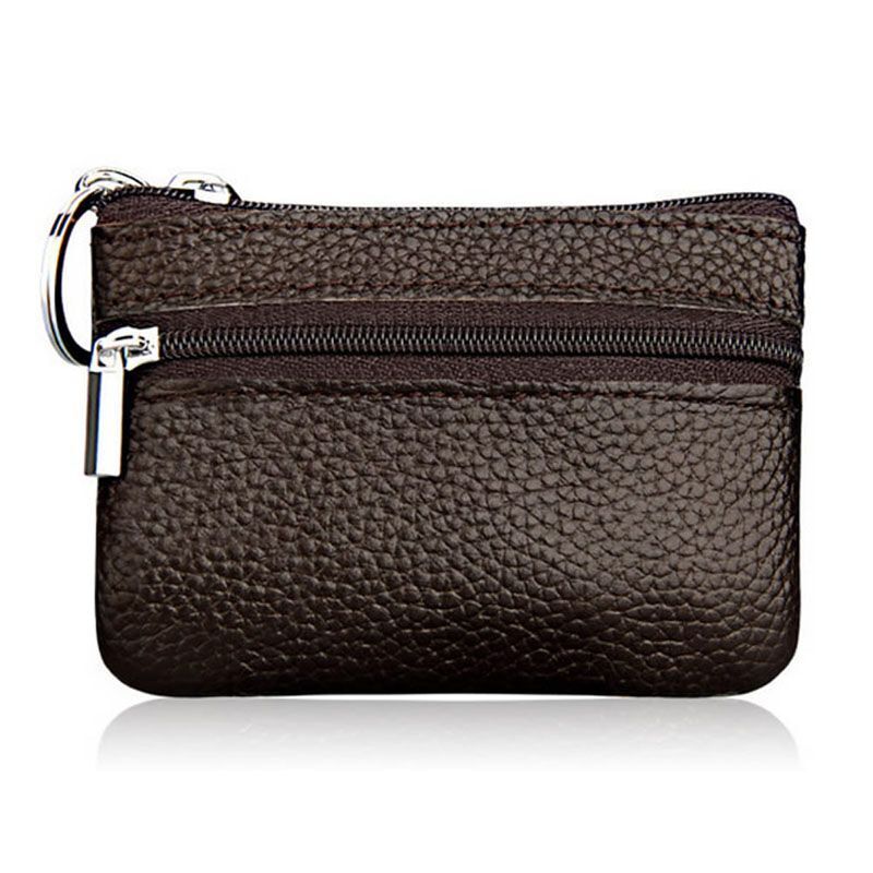 Soft Men Women Card Coin Key Holder Zip Wallet Pouch Bag Purse 10.7*7.3cm Purple