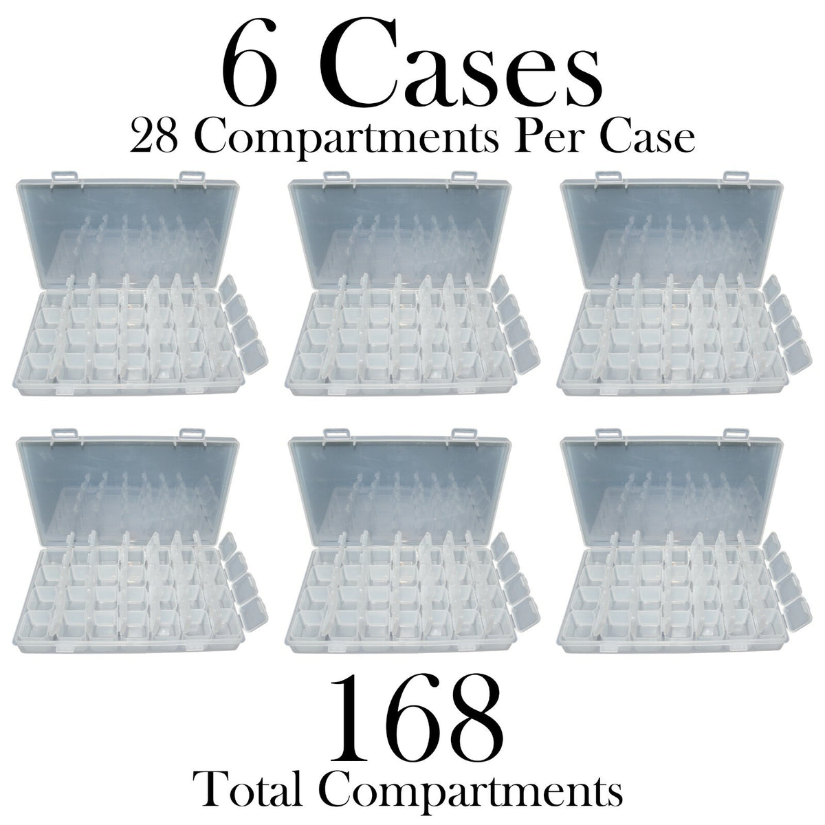 6 Pack Diamond Painting Storage Boxes, 28 Grids Per Case, 168 Total Compartments