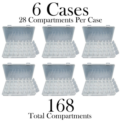 6 Pack Diamond Painting Storage Boxes, 28 Grids Per Case, 168 Total Compartments