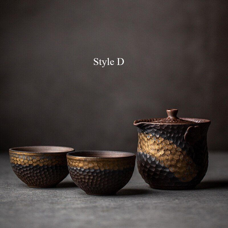 Portable Ceramic Gaiwan Pigmented Pottery Teapot New Travel Tea Set High Quality