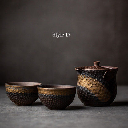 Portable Ceramic Gaiwan Pigmented Pottery Teapot New Travel Tea Set High Quality