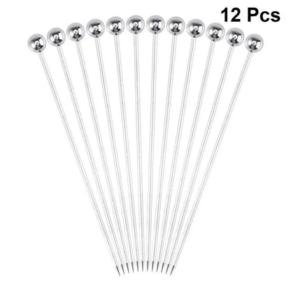 Cocktail Picks Stainless Steel Appetizer Skewers Toothpicks Fruit Stick 10~16Pcs