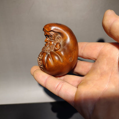 Chinese Boxwood Wooden Statue Statuette buddha carved sculpture old men Zen mini