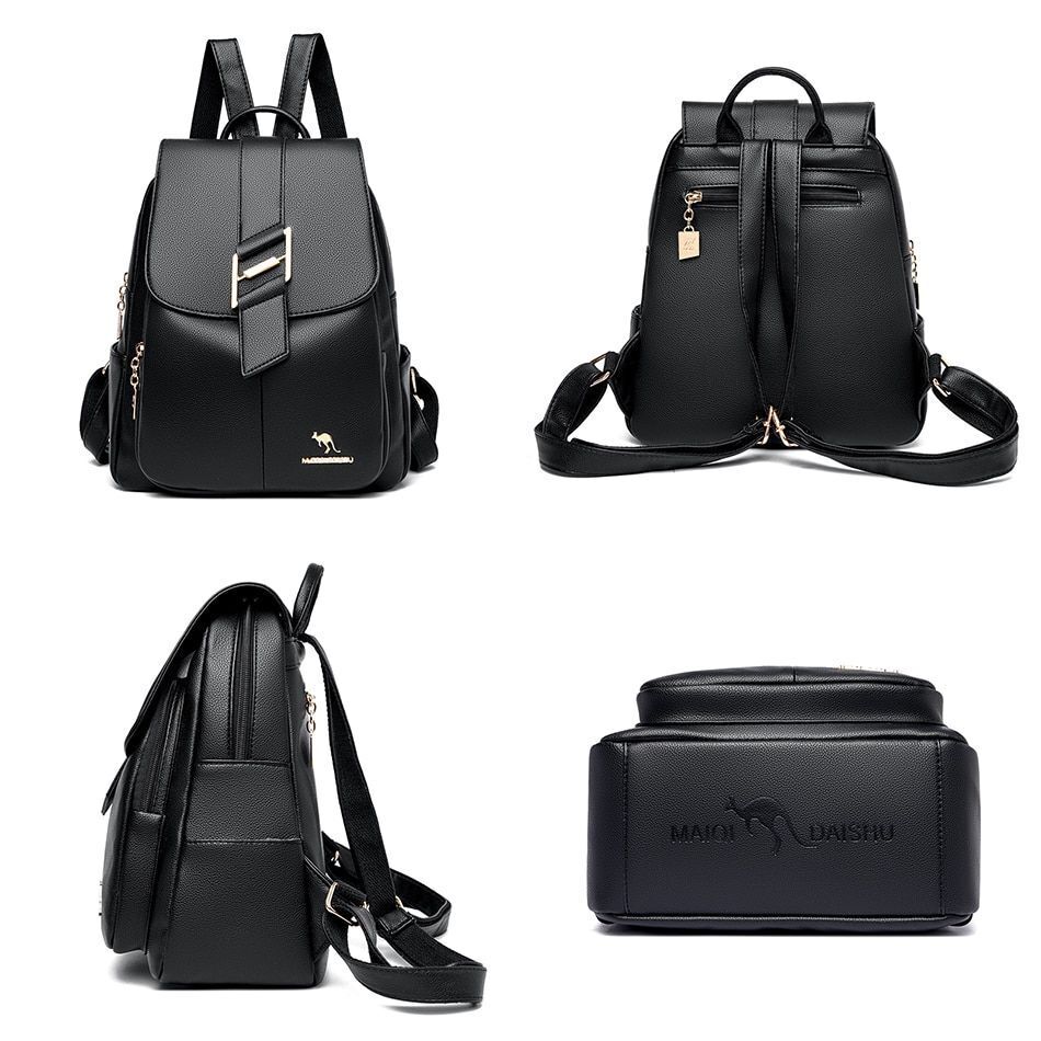 Leather Backpack Purse Luxury Bags Multifunction Travel Rucksack School Book Bag