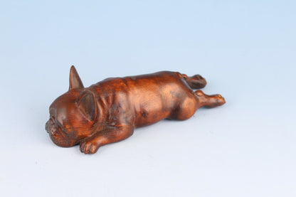 Lovely Chinese boxwood hand carving dog figure statue hand piece gift
