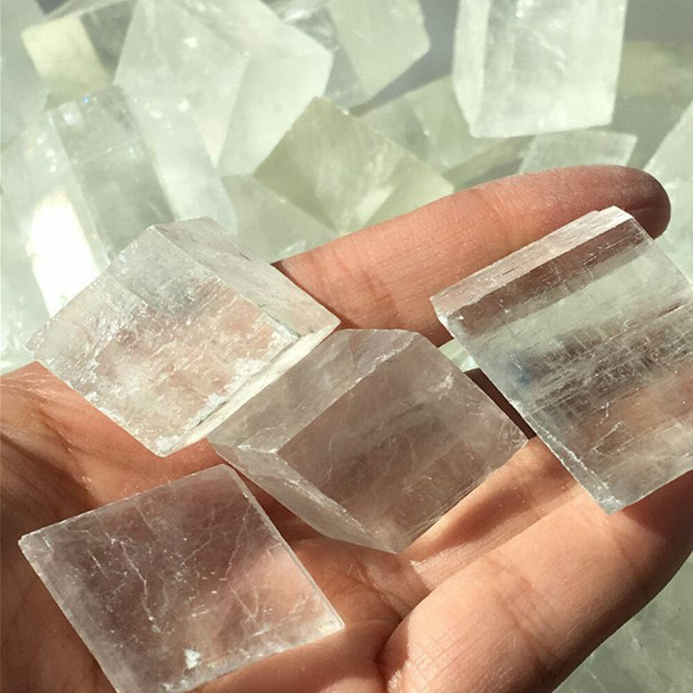 1pc Natural Iceland Spar Quartz Crystal Mineral Teaching Healing 30g+-