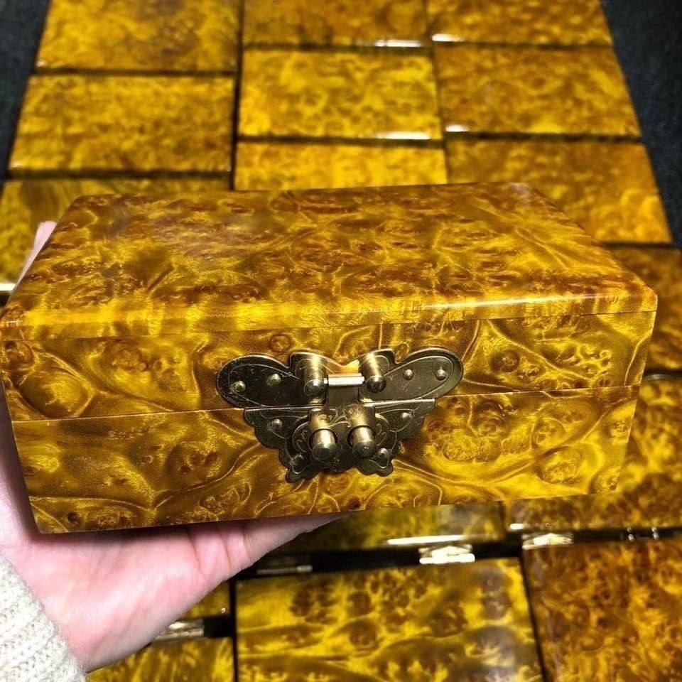 Golden Camphor Wood Box 15×9×6cm Camphor Solid Wood Jewelry Tea Storage Box