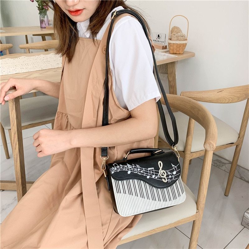Square Tote Bag Synthetic Leather Handbag Small Shoulder Messenger Bag 20*15*7CM